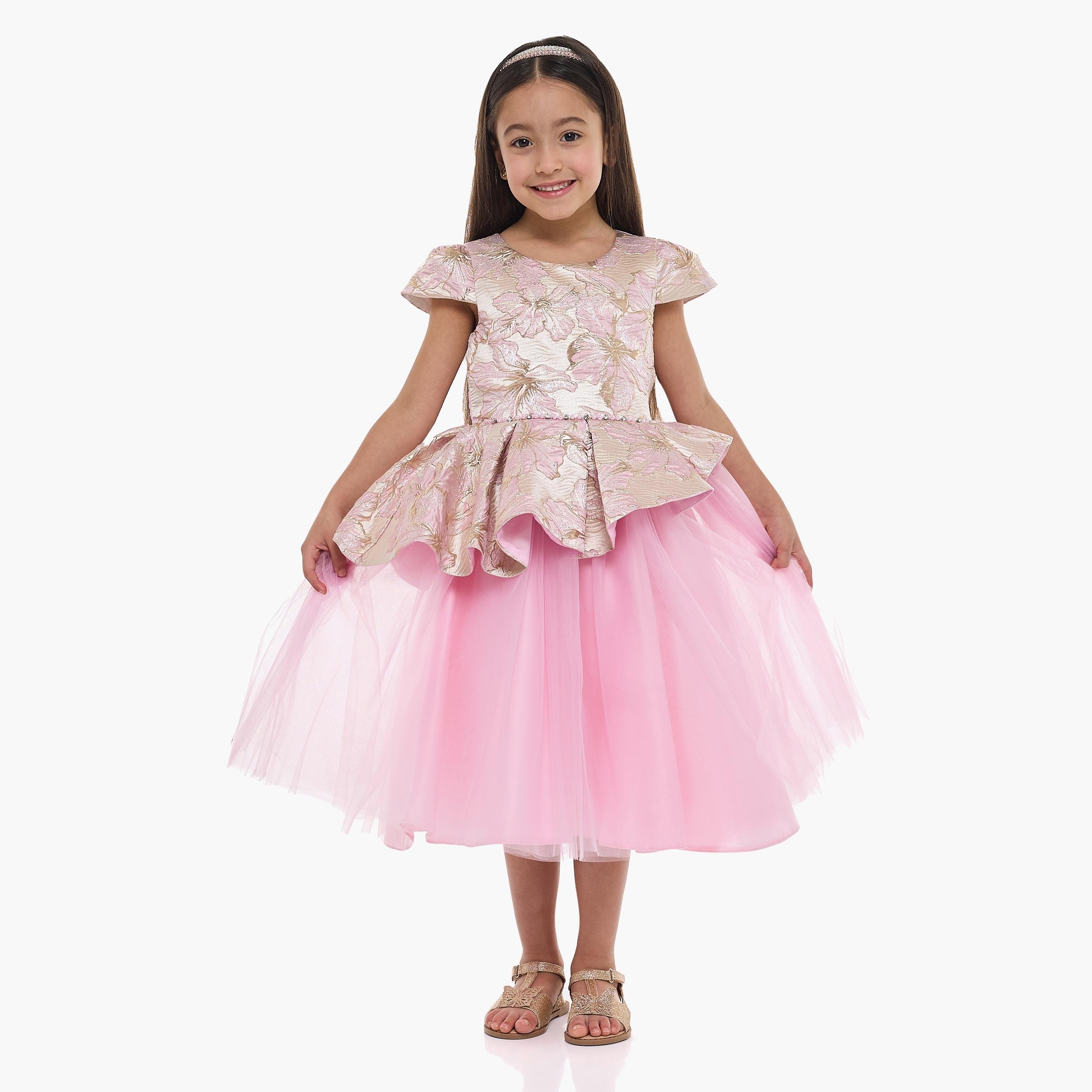 Victor and Jane Floral Printed Cap Sleeves Dress-girls-clothing-dressesandjumpsuits-image-2
