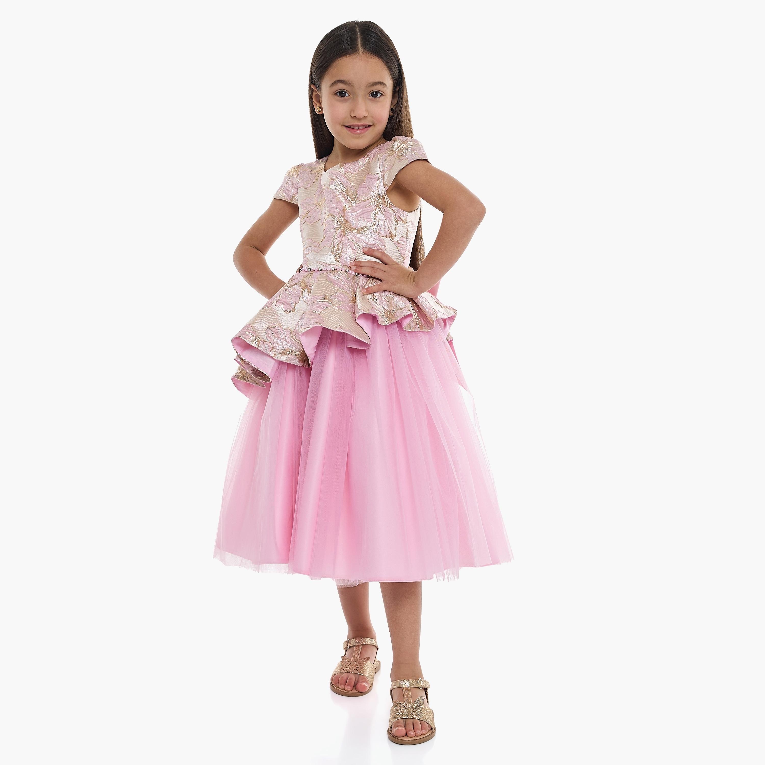 Victor and Jane Floral Printed Cap Sleeves Dress-girls-clothing-dressesandjumpsuits-image-3